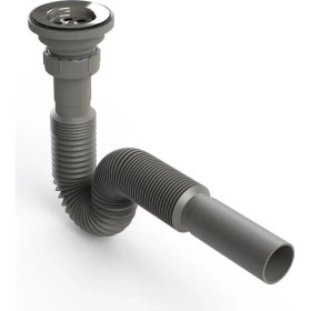 Resim Muffmatik Metal Ağızlı Körüklü Lavabo Mutfak Sifonu Lavabo Gider Borusu 1. Kalite Gri 