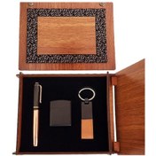 Resim Dekoratif Ahşap Kutulu Bakır Roller Kalem Taba Renk Anahtarlık Ve Çakmak Set 02-10mm 5yards 