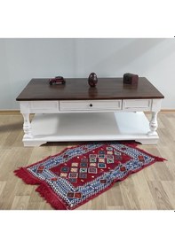 Resim Masifart Large Tornalı Orta Sehpa Ceviz Tablalı Patine Eskitme 