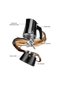 Resim Alocs Taşınabilir Mocha Pot 450 Ml 9 Cup Siyah 