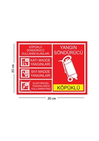 Resim Metal Yangın Söndürücü Köpüklü 20x30 Cm A4 Uyarı İş Güvenliği Levhası 