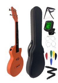 Resim Carbon Fiber Ukulele Tam Profesyonel Ful Set Mat Turuncu 
