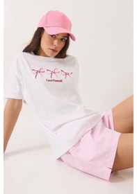 Resim Shade Kadın Bisiklet Yaka Kısa Kollu Nakışlı T-shirt 60602023 - Beyaz 