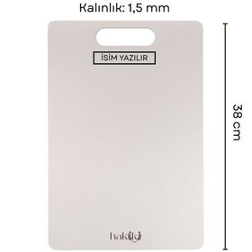 Resim 304 Antibakteriyel 1,5 Mm Kalınlığında Çelik Kesme Tahtası 28x38 Cm Metalik Gri 