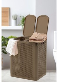 Resim Omnipazar Sy-4632 Smart Duo İki Bölmeli Kirli Çamaşır Sepeti 84 Litre Kahverengi Kahverengi 