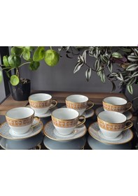 Resim Konyax 12 Parçalık Çay Fincanı Honey Turuncu Çok Renkli 