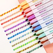 Resim 6/12'li Sihirli Renk Değiştiren Vurgulayıcı Set, Çift Uçlu Keskin Uç 12 Yumuşak Renkli Floresan Markerler, Günlük Yazı ve Karikatür DIY Çizim için Gökkuşağı Kalemler, Paskalya & Noel & Sevgililer Günü Süslemeleri, Sanat Malzemeleri 