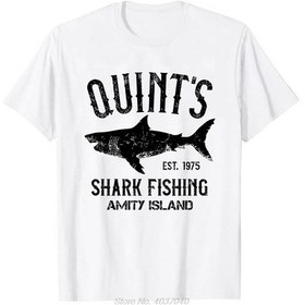 Resim Snapbuyquints Shark Jaws Amity Island 1975 Donanma Erkek Pamuklu T-shirt Rahat Giyim Büyük Boy Spor Tshirtbej Bej 