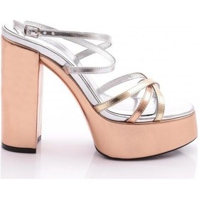 Resim Dgn 30 Kadin Uzun Platform Topuklu Ayakkabi 30-2125-R45133 Gümüş 