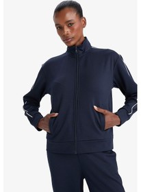 Resim Defacto Defactofit Slim Fit Dar Kesim Dik Yaka İçi Yumuşak Tüylü Fermuarlı Hırka F3844ax25aunv253 Lacivert 