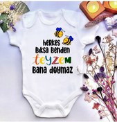 Resim irembaby Unisex Bebek Teyzem Bana Doyamaz Baskılı %100 Pamuklu Çıtçıtlı Body Zıbın 