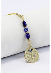 Resim Şeffaf Lacivert Cam Ve Minik Nazar Boncuklu Metal Ayet'el Kürsi A 