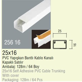 Resim 25X16 Yapışkanlı Kablo Kanalı 4 Boy 8 Metre 