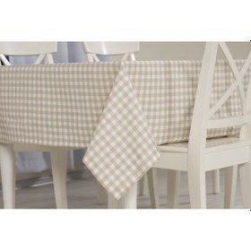 Resim Ekose Masa Örtüsü Bej 