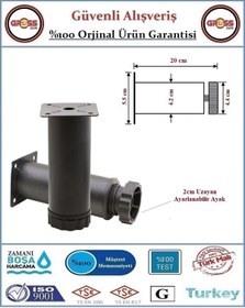 Resim Metal Ayarlanabilir Koltuk - Mobilya - Baza Ayağı - 20cm - 2 Adet Siyah 