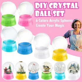 Resim DIY Kristal Top Seti | 6 Renk Boş Plastik Küreler | Kendi Kar Küresi Yap | Yaratıcı El Sanatları Hediyesi 