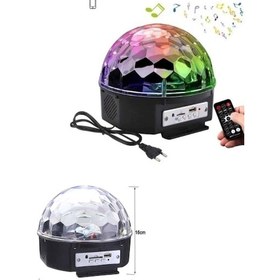 Resim Led Işık Disko Topu Bluetooth Hoparlörlü Usb Müzik Çalar Kumandalı 