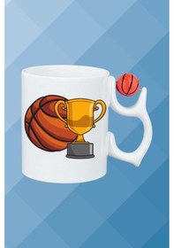 Resim Basketboll Toplu Basket Sever Kupa Bardak Çay Kahve Fincanı-10 Beyaz 