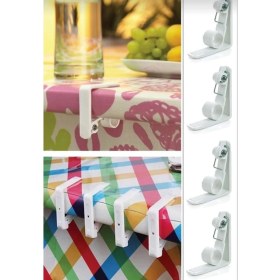 Resim EbruliHomeArt Plastik Masa Mandalı Maşası Yaylı Masa Örtüsü Tutucu 4 Adet 