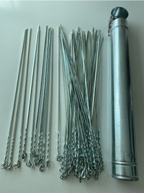 Resim 40 Adet-Kare Ciğer Kuşbaşı Şiş ve Şiş Kabı 50Cm - Mangal Şiş Set 