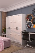 Resim DEKOREX Mnt411 Beyaz 4 Kapaklı Gardırop 