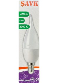 Resim 2 Adet Şavk 5,5w 37w Sarı Işık 3000k E14 Duylu İnce Duy Led Kıvrık Ampul 