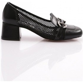 Resim Dgn 6552 Kadin Metal Aksesuarli Topuklu Ayakkabi 6552-424-R1534 Siyah 