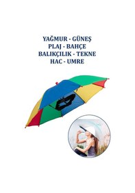 Resim Eleven Markets Kafaya Takılan Şapka Şemsiye Gölgelik Plaj Yazlık Kafa Şemsiyesi Renkli Kafasems001r Çok Renkli 