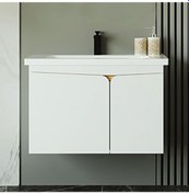 Resim Denko Erel 65 Cm Mdf Beyaz Banyo Dolabı Alt Modül Ve Lavabo Beyaz 