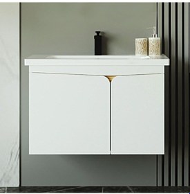 Resim Denko Erel 65 Cm Mdf Beyaz Banyo Dolabı Alt Modül Ve Lavabo Beyaz 