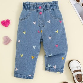 Resim Kızlar için Yüksek Bel Sahte Kot Sahte Kot Renkli Kalp Nakışlı - Sevimli Tüm Mevsimler İçin Düzenli Kesim Rahat Pantolonlar Günlük Oyunlar ve Tatil Kutlamaları İçin, Kızlar İçin Sahte Kot, Oyun Sever Gençlerin Modası, Rahat Gençlerin Giyimleri, Dış Mekanlar İçin Mükemmel 