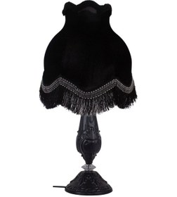 Resim Siyah Kadife Abajur Siyah Metal Ayak Vintage Model Siyah Peri Ab0 Diğer 