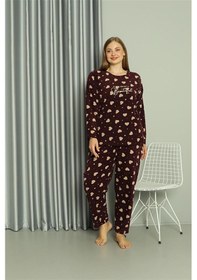 Resim Akbeniz Welsoft Polar Kadın Büyük Beden Pijama Takımı 808041 - 4xl Bordo 