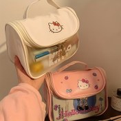 Resim Sanrio HelloKitty Büyük Kapasiteli Makyaj Çantası - Sevimli Karikatür Stili, Kadınlar için Suni Deri Kozmetik Düzenleyici, Mükemmel Seyahat Tuvalet & Cilt Bakımı Depolama, İdeal Doğum Günü veya Noel Hediyesi, Sanrio, Hellokitty, Makyaj Çantası 
