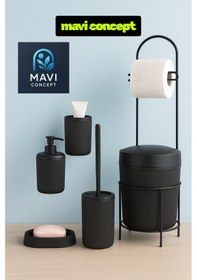 Resim Lüks Şık 6 Lı Banyo Seti Mat Siyah 
