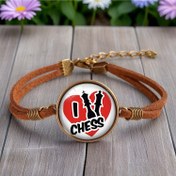 Resim JWEIJIAO Bohemian Kahverengi Yapay Deri Bileklik - Yuvarlak Cam Kubbe Satranç Süsü, Ayarlanabilir Altın Tonlu Metal Zincir Bağlantılı, Satranc Tutkunları İçin Günlük Giyim ve Partilerde Kullanım, Dayanıklı Toka, Metallik Kaplama, El Yapımı Takı, Şık Aksesuar, İfade Edici Mücevher, Koleksiyoncular İçin Hediye 