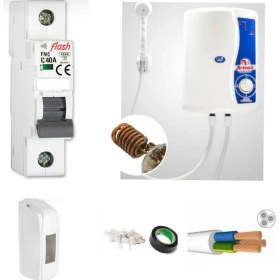 Resim Feyza Design Elektrikli Şofben Bakır Rezistanslı 9mt Kablo Tam Takım Set 
