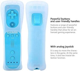 Resim Dechoga Uzaktan Kumanda, Oyun Denetleyicisi Kablosuz Uzaktan Hareket Sensörü Bağlantı Yedek Oyun Kumandası ve Konsol için, Silikon Kılıf ve Bilek Kayışı (Mavi) 