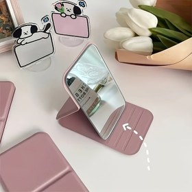 Resim 1 Şık Katlanabilir Mini Makyaj Aynası PU Tutucu ile, Taşınabilir Cam Makyaj Aynası, Elde Yıkanabilir, Yurt ve Masaüstü Kullanımı için Uygun - Günlük Gereksinimler, Makyaj Aynası 