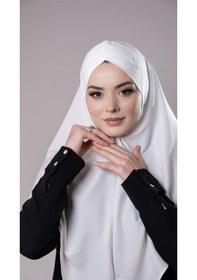 Resim Hürrem Bone Krem Pratik Hazır Geçmeli Tesettür Eşarp Pamuk Caz Kumaş Tek Katlı Çapraz Hijab 2305 40 