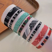Resim 2 Adet Boho-Şık El Dokuma Bilezikler - Vintage Arap Başörtüsü Stili, Ayarlanabilir, Polyester Kumaş - Günlük Kıyafetler & Tatil Giyimi İçin İdeal 
