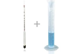Resim 0-100 Uzun Form Alkolmetre Hidrometre ve 250ML Mezür Seti 
