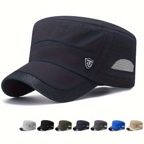 Resim 1 Adet Retro Unisex Düz Tepeli Yazlık Güneşlik Şapka, Erkek ve Kadınlar için Casual Beyzbol Kepi Mesh Vizör 