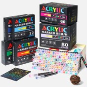 Resim 12/24/36/48/60/80/120 Renkli Akrilik Boya Kalemleri - Profesyonel Sanatçı Fırça Uçları, Kanvas, Ahşap, Cam, Kumaş, Taş Boyama, El Sanatları için Toksik Olmayan Hızlı Kuruyan Boya Kalemleri - Sanatçılar, Öğrenciler, DIY Projeleri için İdeal, Okul ve Yılbaşı Hediyeleri, Sanatsal Çizim, Canlı Renkler, Pürüzsüz Uygulama, Çizim Araçları, El Sanatları Tutkunları, Akrilik Kalemi, Texta 