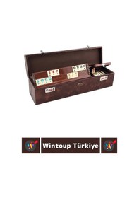Resim Elit Uzun Ömürlü Aile Ev Arkadaş Kahve Cafe Oyun Takımı Kilitli Çantalı Koyu Renk 101 Okey Takımı 