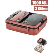 Resim Vagonlife BL10164 1000ml Pembe 3 Bölmeli Çelik Saklama Kabı 