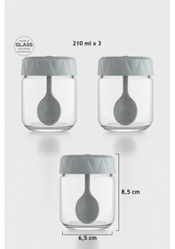 Resim Renga Lexa 210 Ml Kaşıklı 3'lü Cam Baharatlık Seti 161019 Gri Gri 