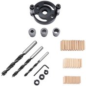 Resim Sones Ahşap İşleme Düz Delgeç Kendiliğinden Merkezlenen Dübel Ekleme Delme Bulucu Ahşap İşleme Delme Aracı, Stil: Siyah+7 Adet Matkap Ucu+60 Ahşap Ucu 