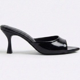 Resim Giamgia Store Kadın Rugan Sivri Burun Tek Bantlı İnce Topuklu Stiletto Terlik Abiye Ayakkabı-2281 Siyah Yankee 