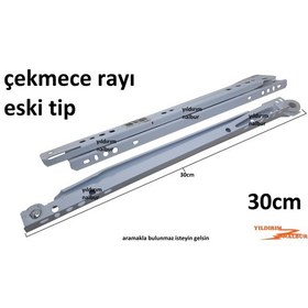 Resim Çekmece Rayı Eski Tip Beyaz 30 Cm Makaralı 